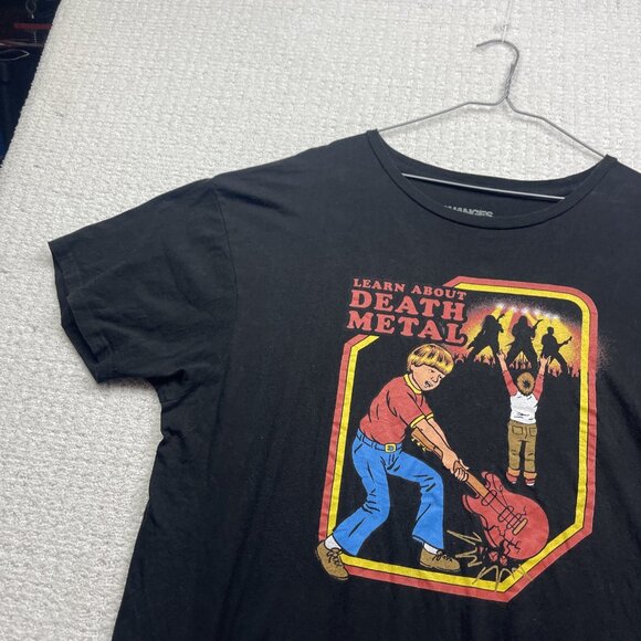 Y2K Learn About Death Metal Retro Kids Distressed Punk Rock Men Sz 2XL Black - Picture 3 of 15